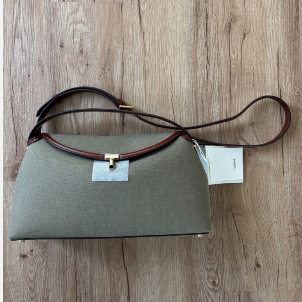 100% Authentic! NWT Org.$1340 Toteme T-Lock Canvas Top Handle Bag Khaki Green - Picture 7 of 14